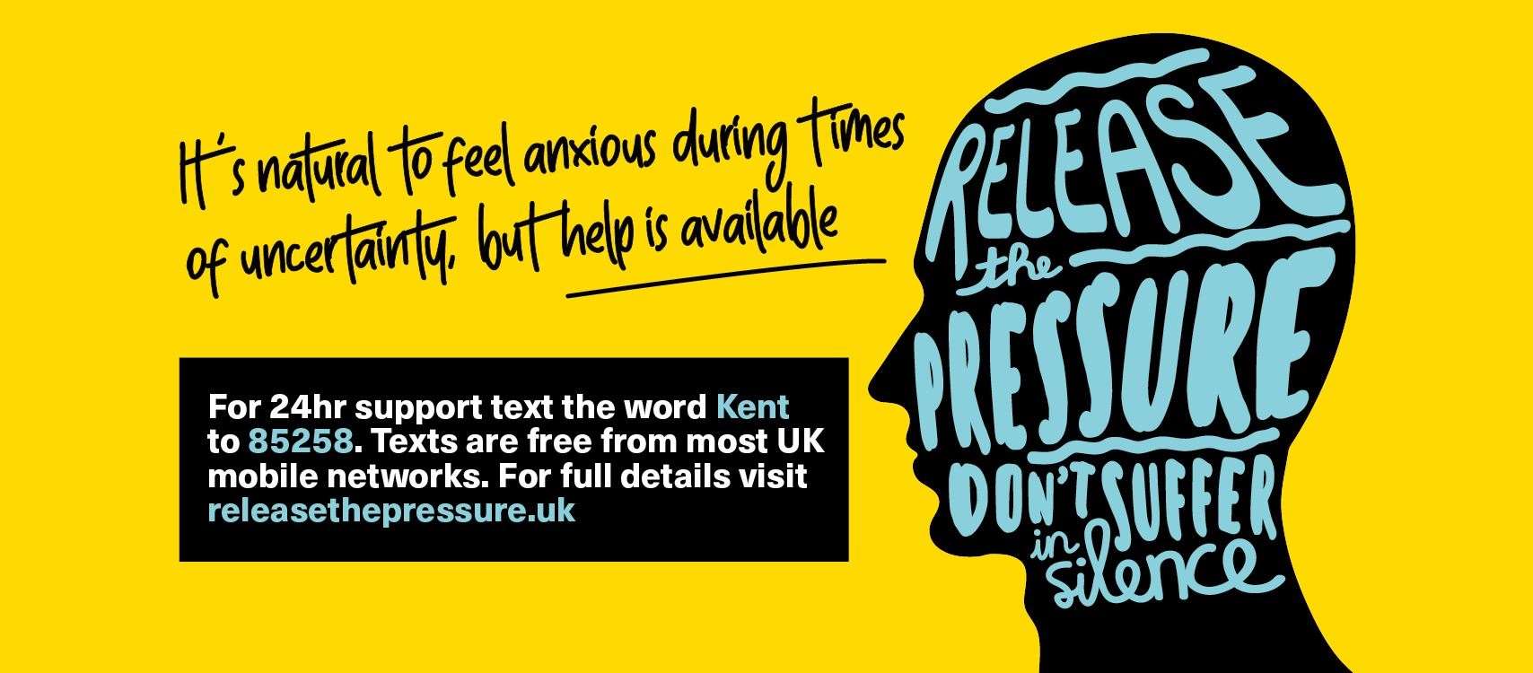 Coronavirus has caused a lot of disruption in many people’s lives. If you are struggling and need someone to talk to, call us or text the word Kent to 85258.