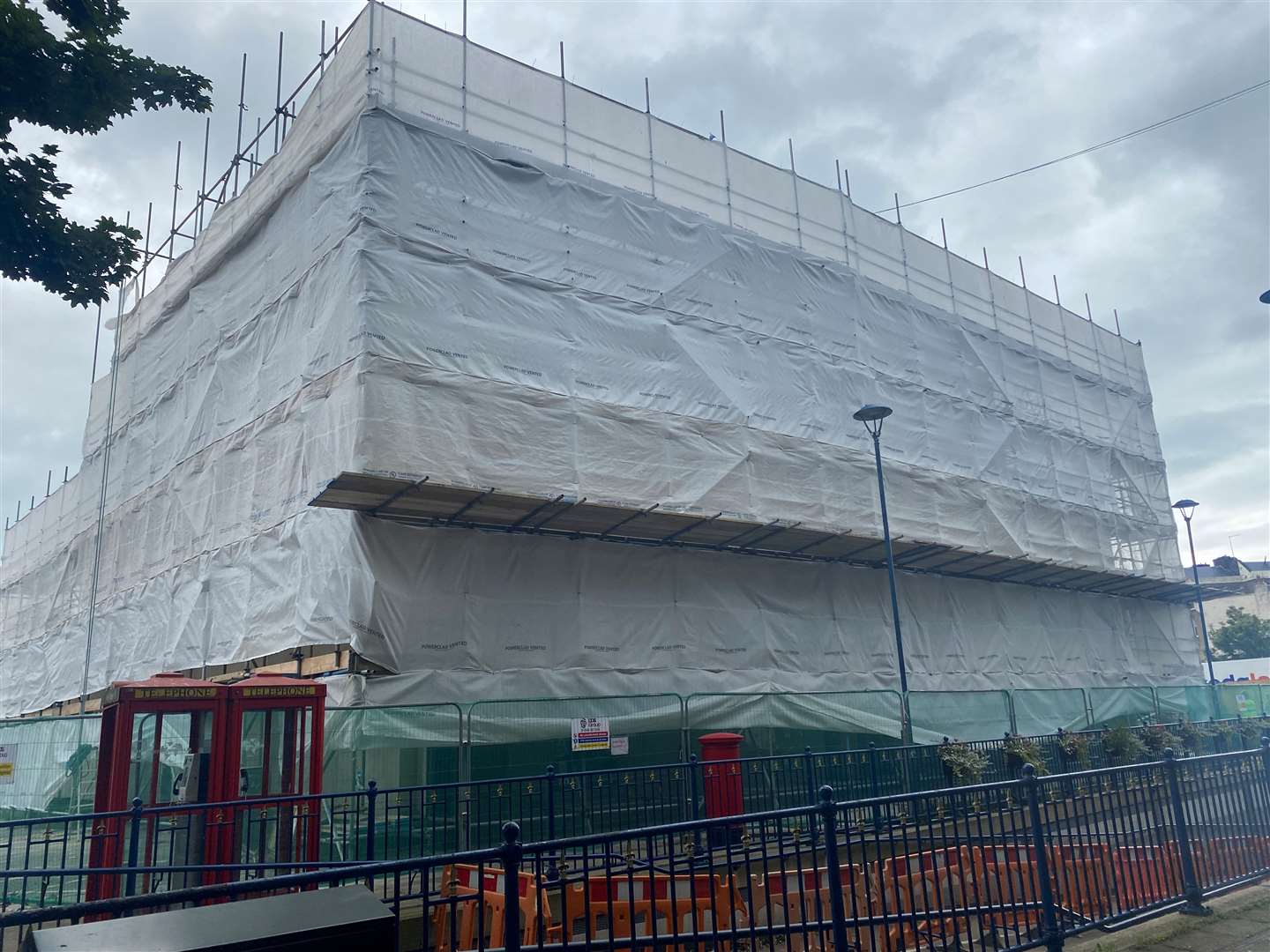 The ex-club is covered in scaffolding as demolition starts at the back of the building