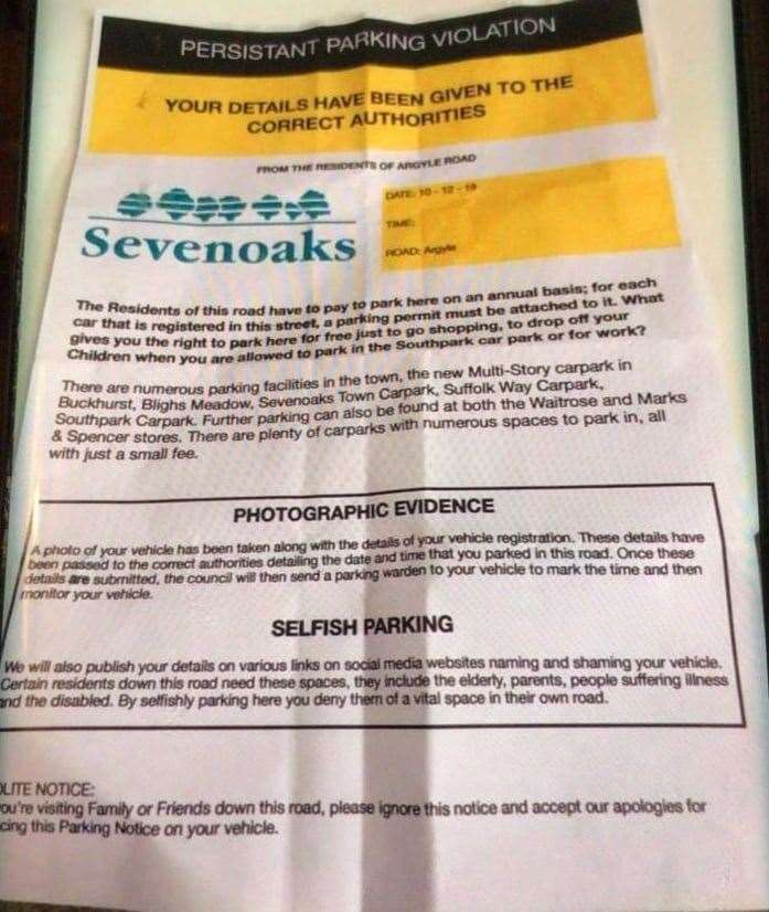 Sevenoaks District Council is warning of fake parking tickets. Picture: SDC Facebook