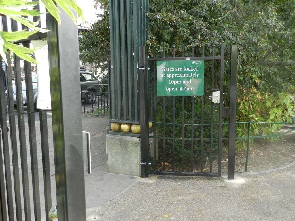 The gates at Dane John Gardens will be closed overnight at weekends