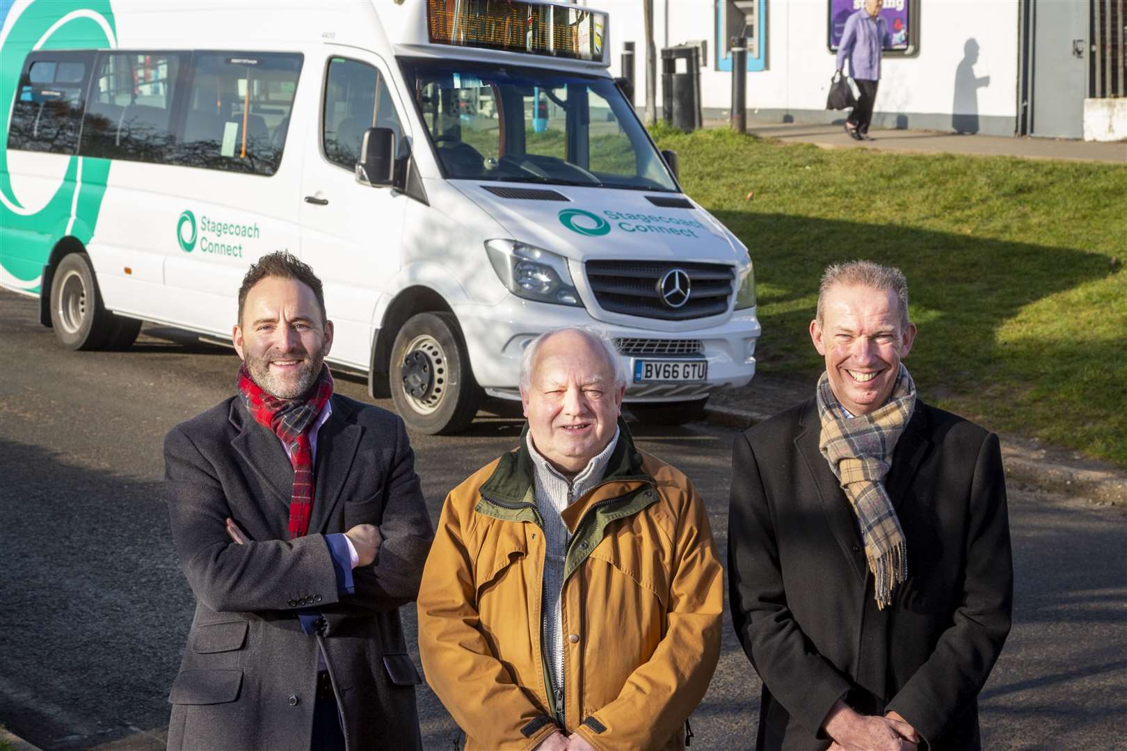 Stagecoach South East managing director Joel Mitchell with DDC’s cabinet member for transport Cllr Martin Bates and DDC leader Cllr Trevor Bartlett. Picture: Dover District Council