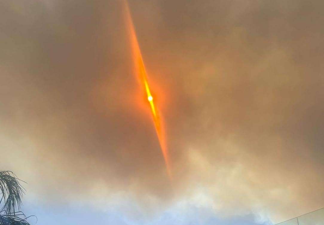 Thick black ash was coming from the sky during the blazes. Picture: Emily Martin