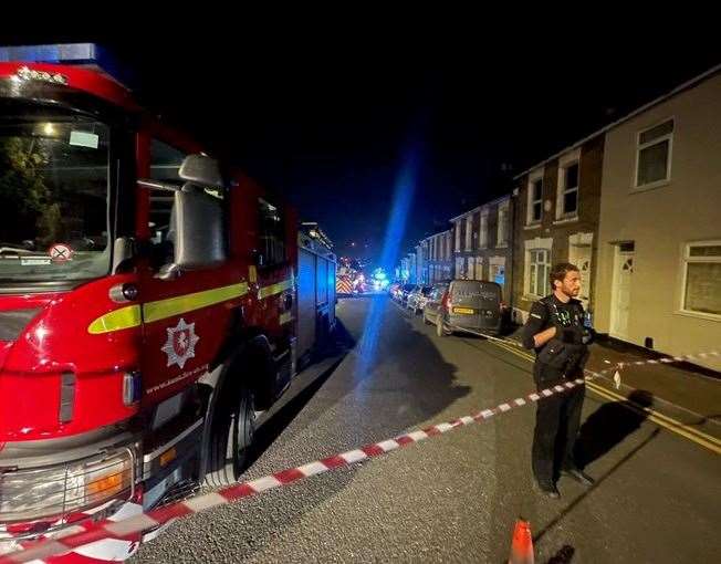 Emergency services at the scene of a fire in Ordnance Street, Chatham. Picture: Gabriel Morris/KMTV