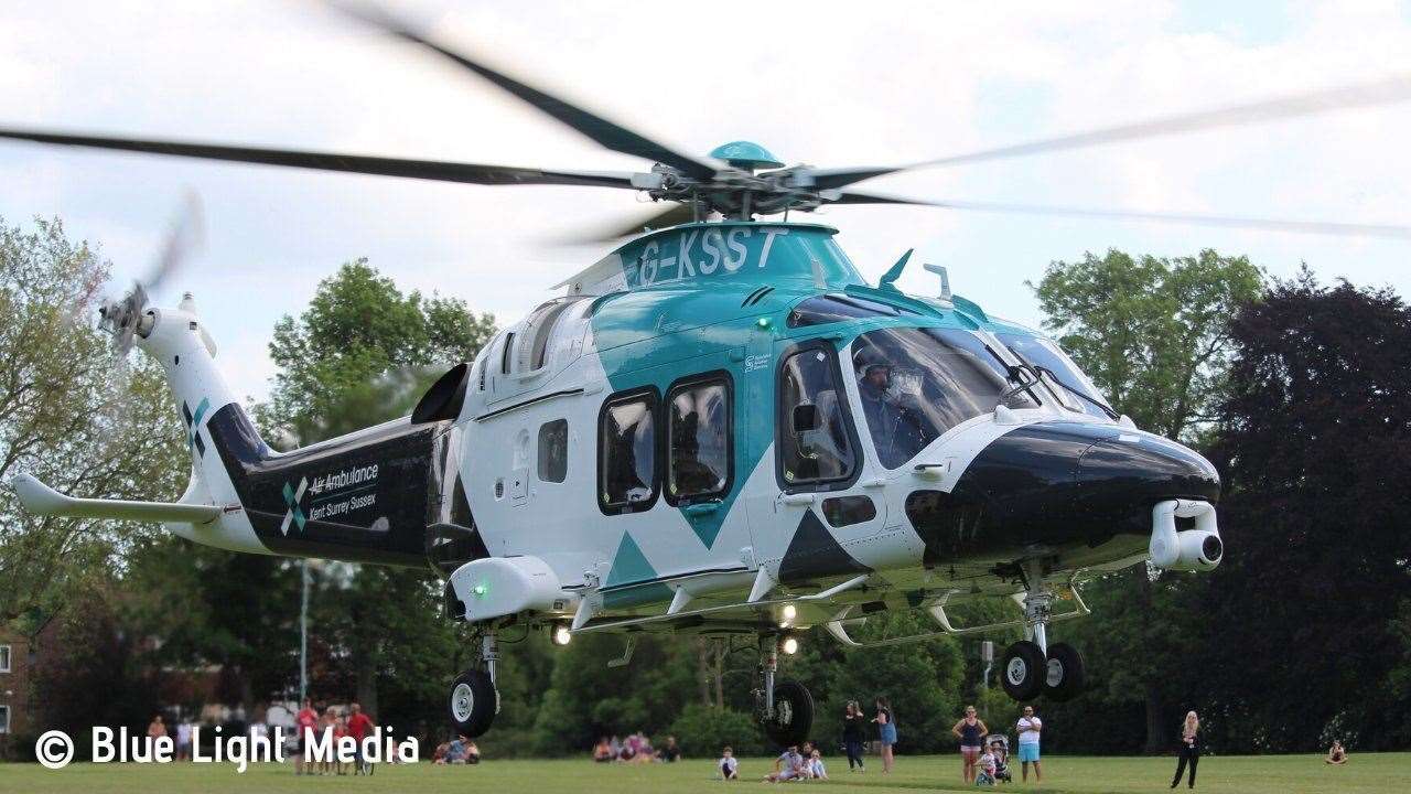The air ambulance leaves the scene in Rainham. Picture: Blue Light Media