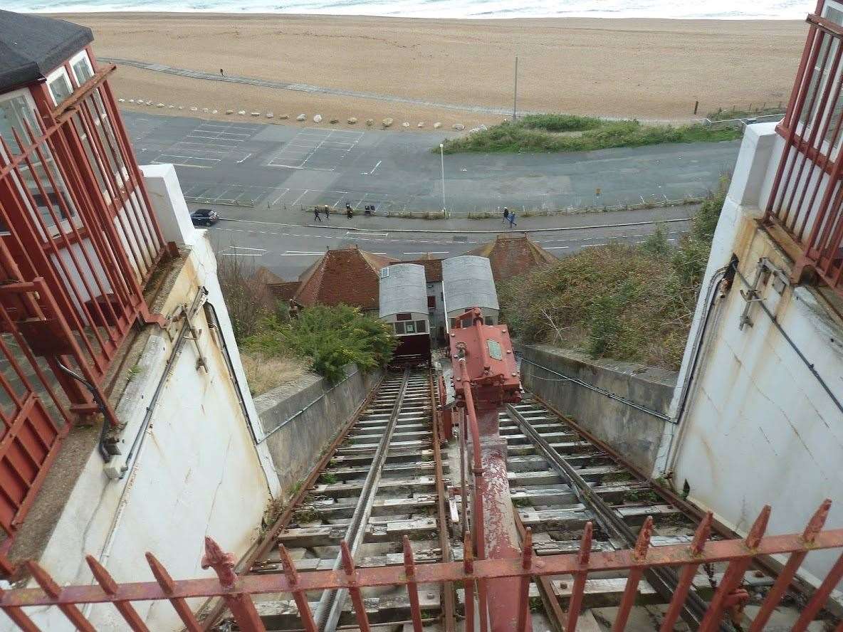 The view from the top of the Leas Lift out to sea. Picture: Historic England