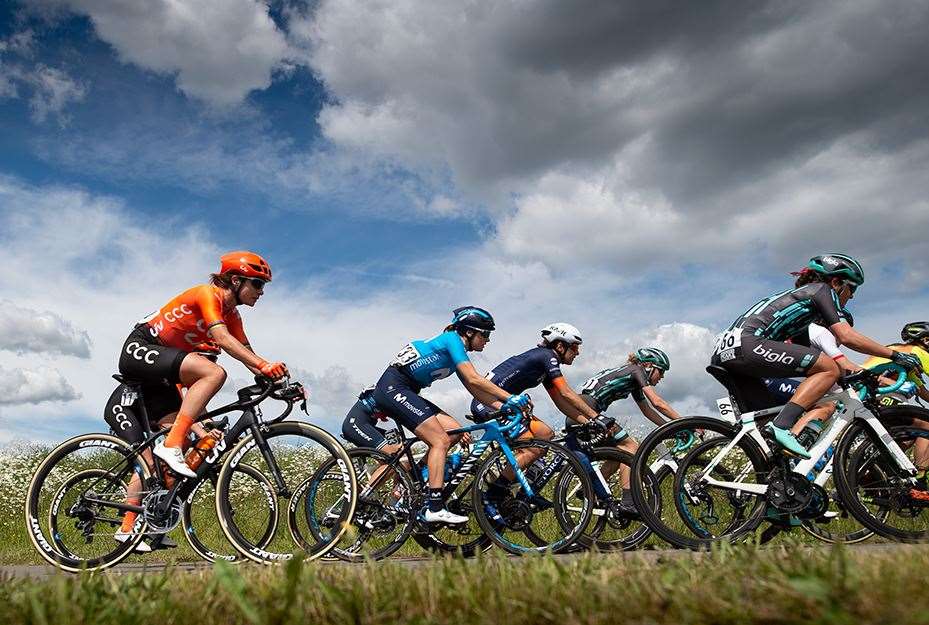 Marianne Vos (far left), makes her way round the Cyclopark Picture: Ady Kerry (12201845)