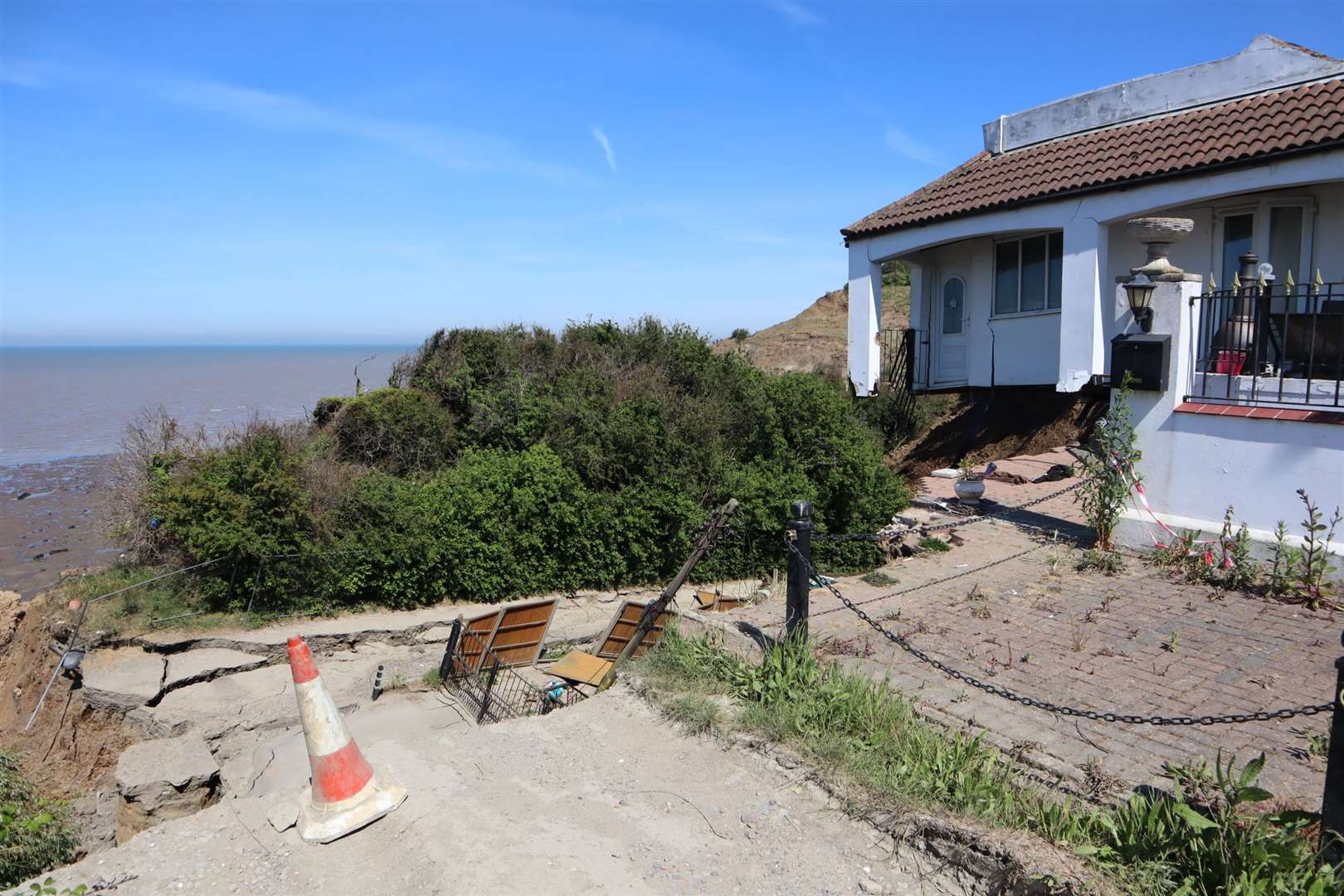 Emma Tullett's home at Eastchurch before it slipped down the cliffs