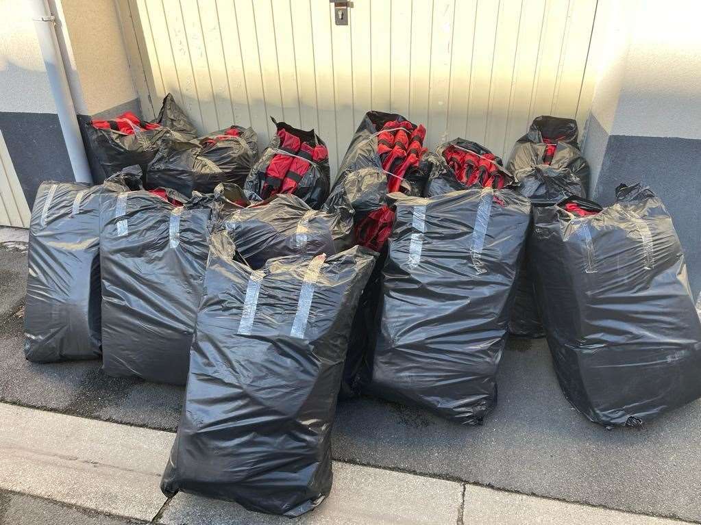 Dozens of life jackets were found among the haul