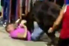 Peter Mayne being gored by the bull on holiday in Spain