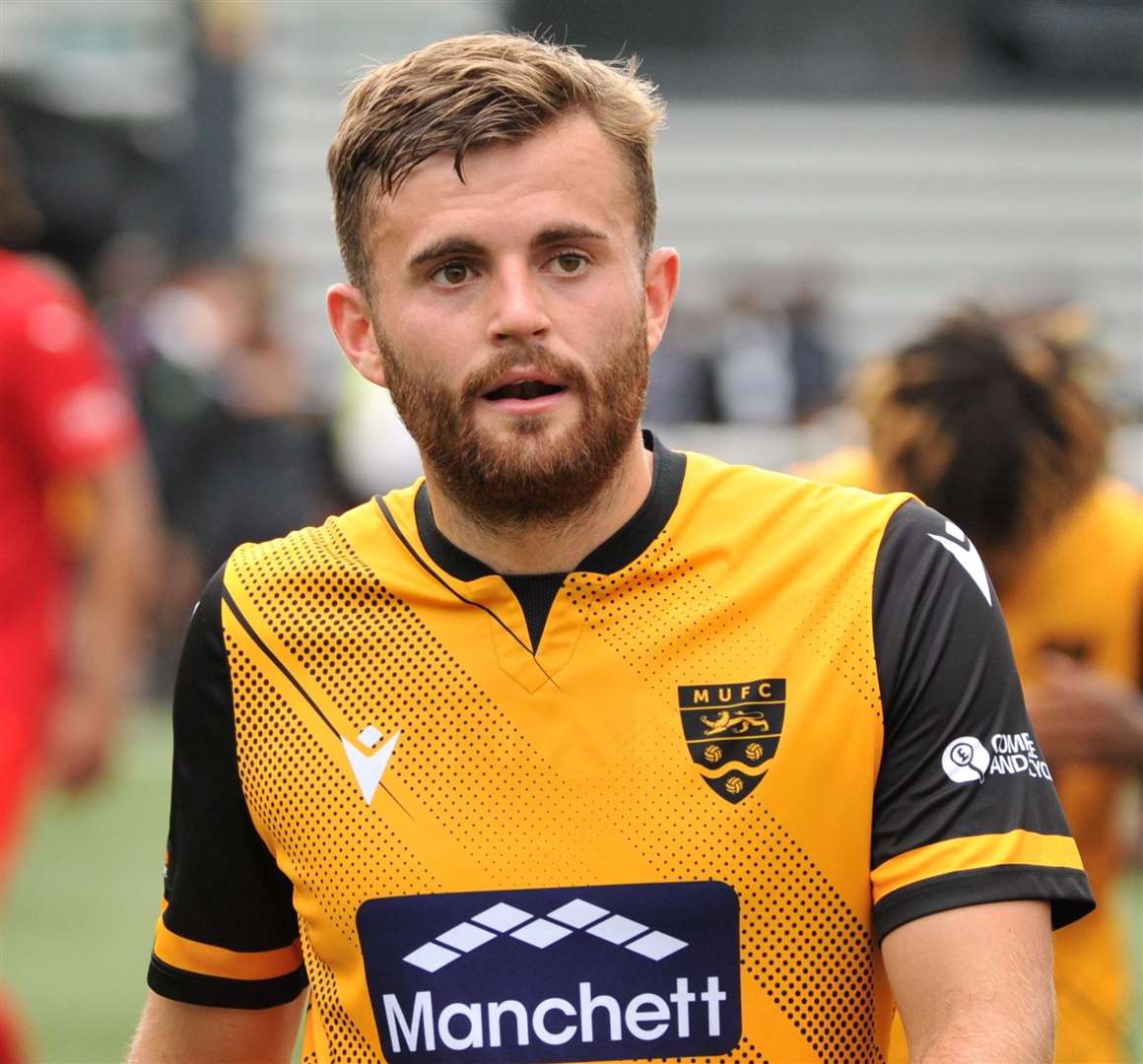 Maidstone United midfielder Regan Booty was shown two red cards at Hungerford Picture: Steve Terrell