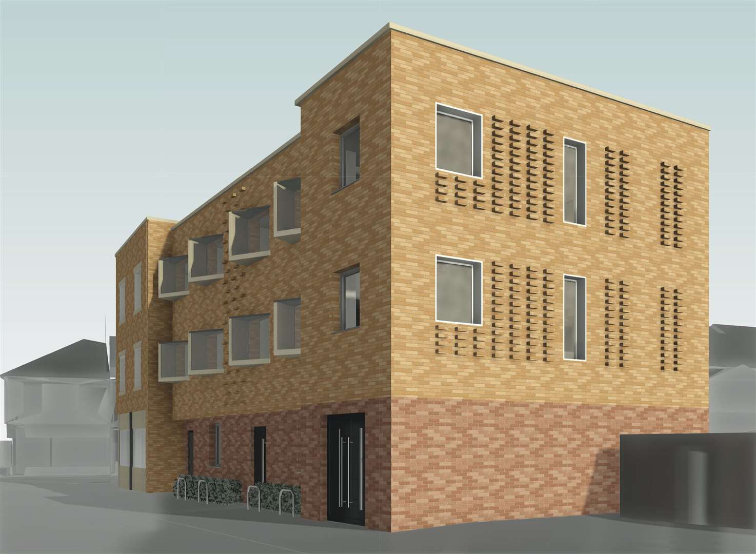 A 3D visual of how the new cafe and apartment block might look from the Grove. Photo: Dartford council