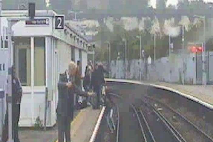 The dramatic moments after Mrs Smith fell onto the tracks at Strood railway station