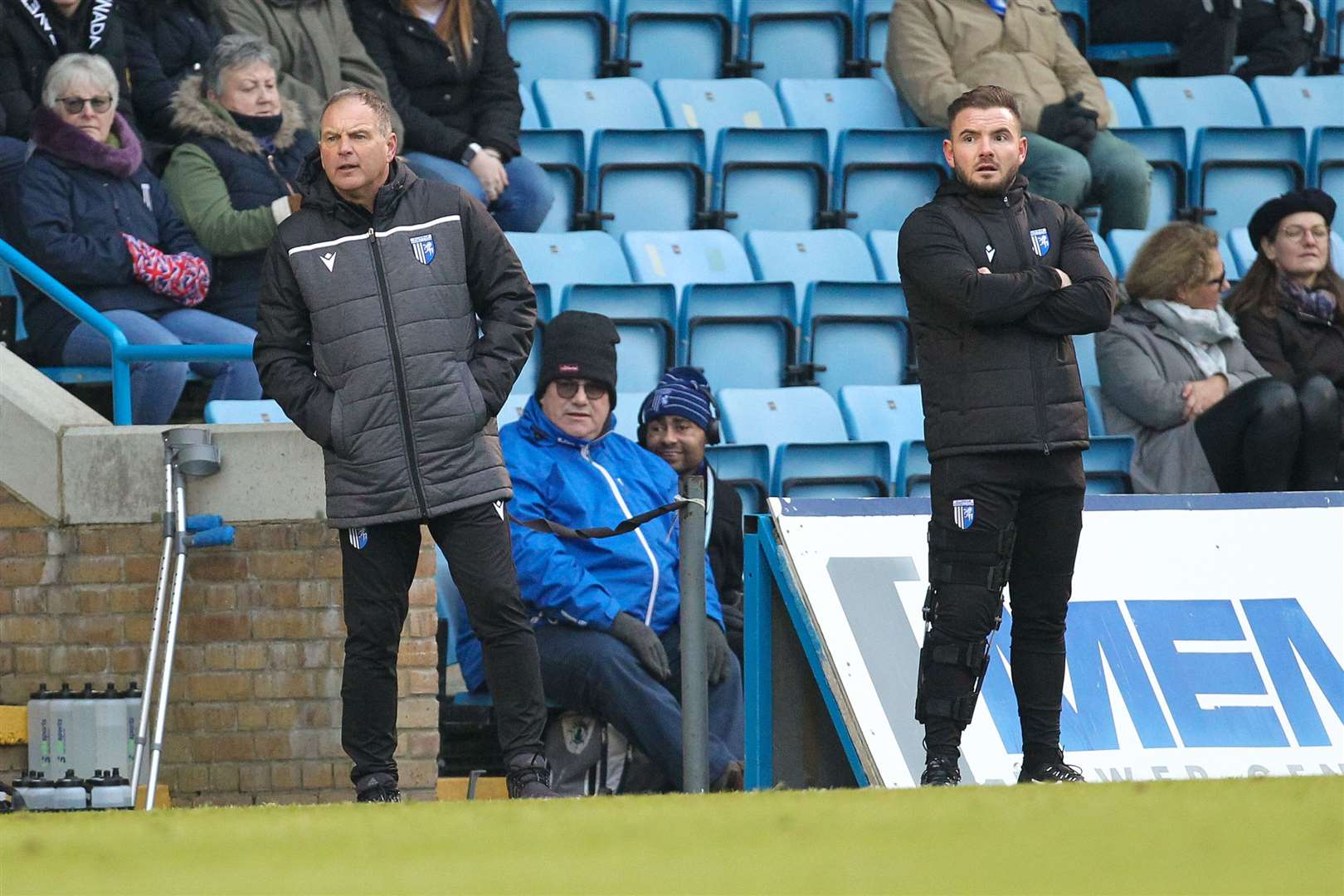 Steve Lovell and Alex MacDonald were in caretaker charge on Saturday for Gillingham against Burton Albion. Picture: KPI