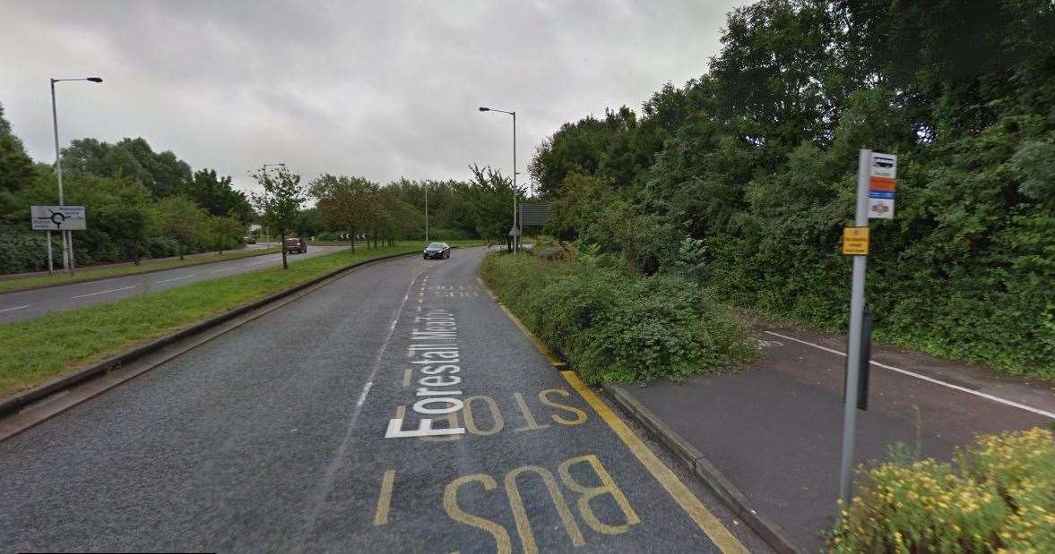 The bus stop on Forestall Meadow. Credit: Google Maps.