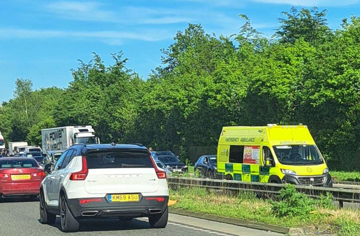 Ambulance crews are at the scene of the crash on the A249 Northbound between Stockbury Roundabout and the A2