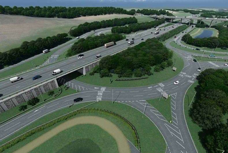 How the M2 junction 5 Stockbury interchange will look once improvements are complete. Picture: National Highways