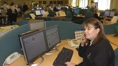 Staff member Ashlea Oxlee at work at the force's communications centre. Picture: JOHN WARDLEY