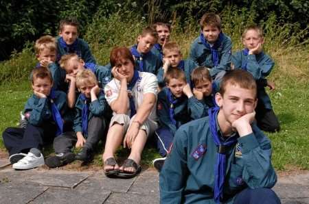 Scout leader Karen McCloy with some of the Scouts