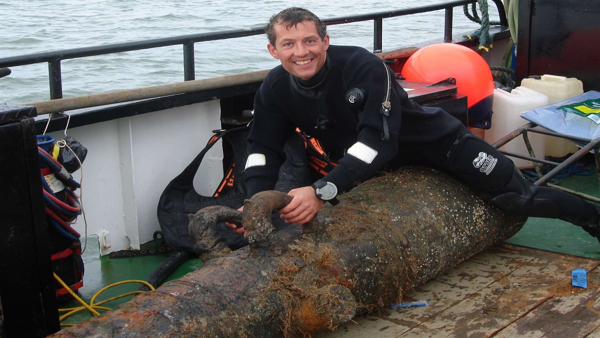 Vincent Woolsgrove with one of the cannon found