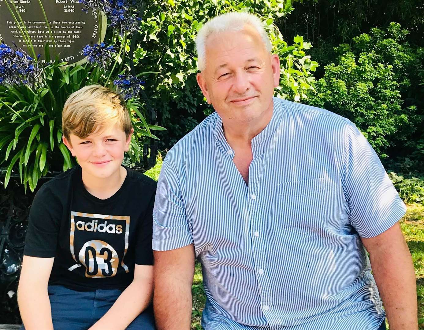 Miles with his grandad Quentin Long, who is having his head shaved in solidarity with Miles, and to raise money for charity. Picture: Susan Luckhurst