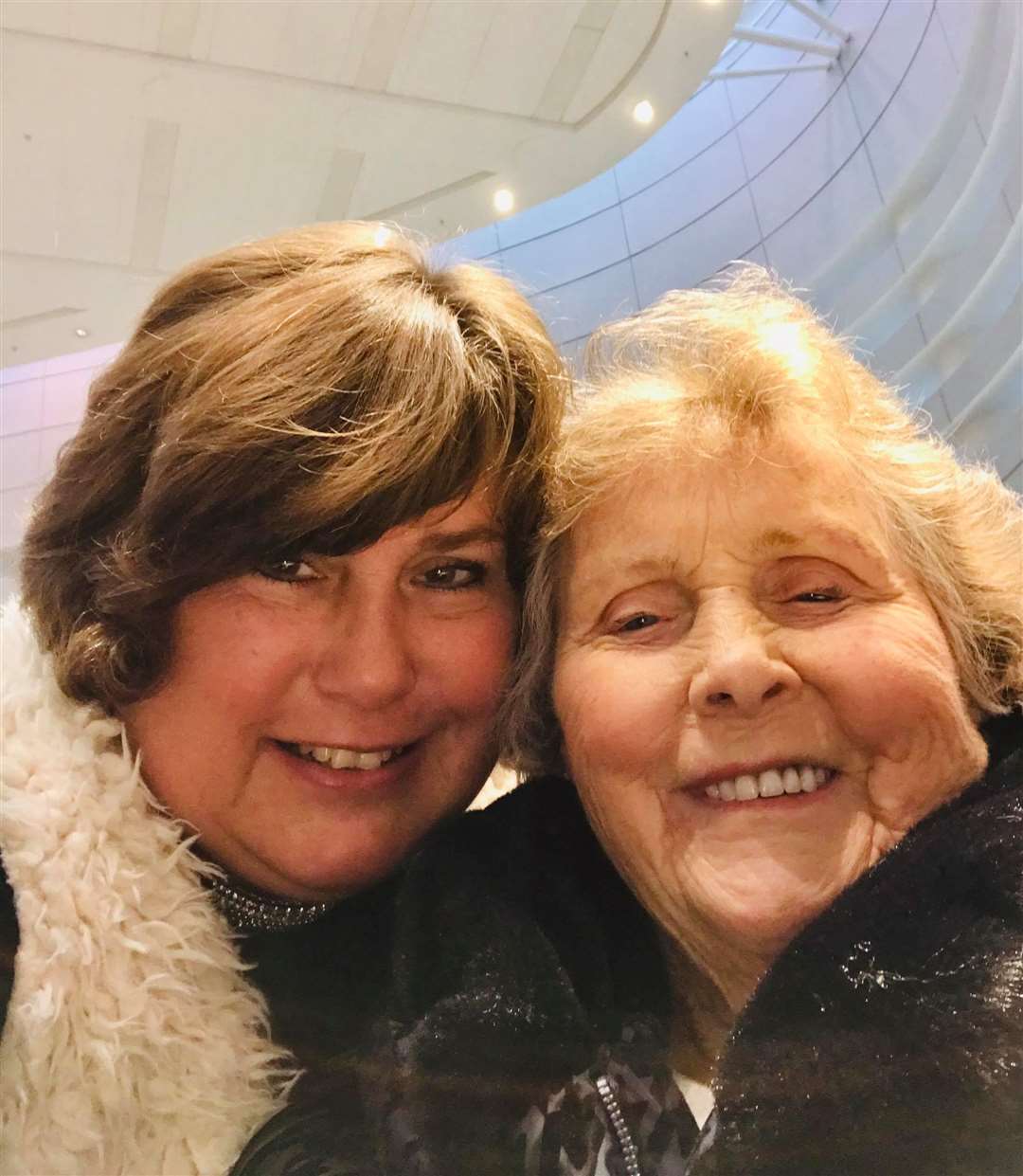 Jane Driscoll, from Sittingbourne, with her mum Rita who she was not been able to see regularly for months during the Covid-19 pandemic