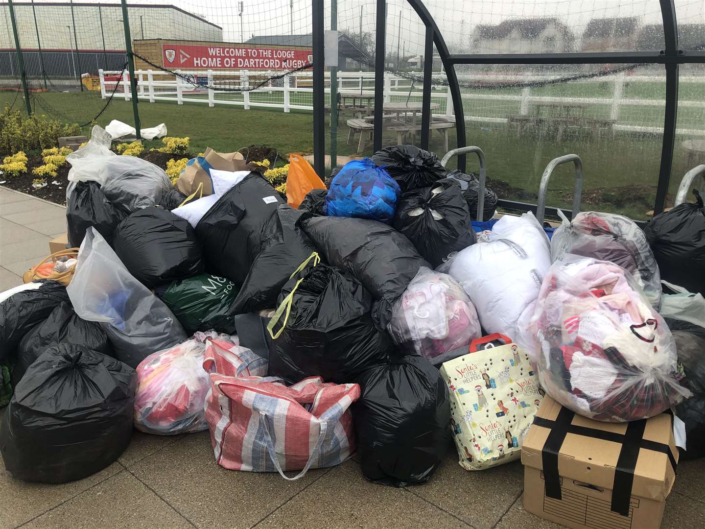 Some of the donations waiting to be loaded