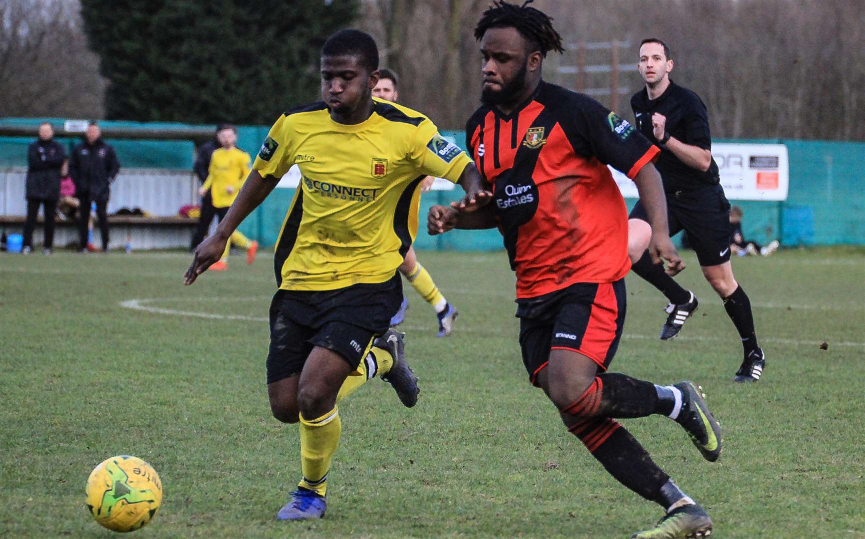 Action during Faversham's 3-1 defeat to Sittingbourne Picture: Jace Media