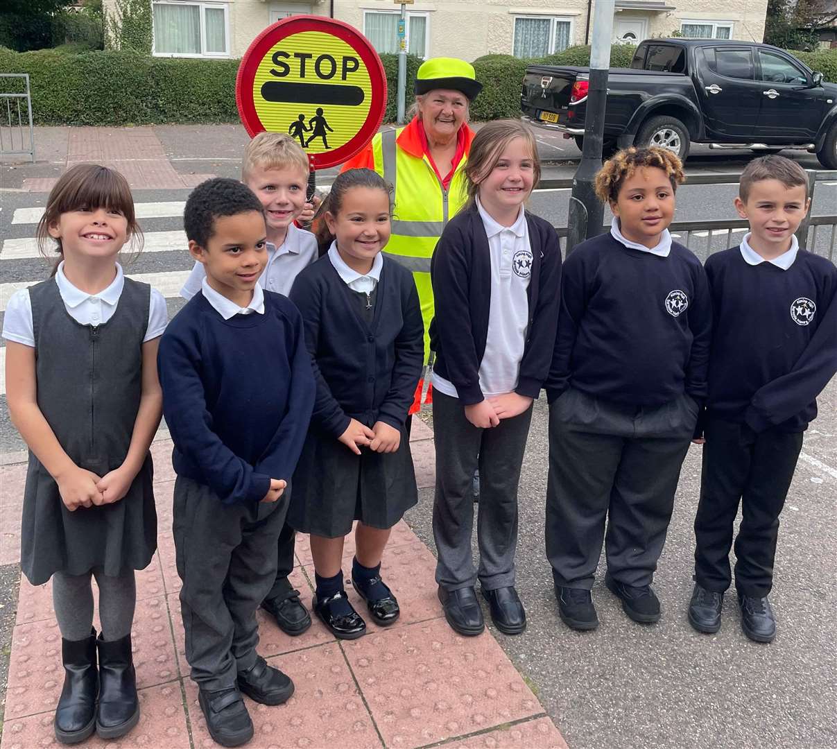 Medway lollipop lady Jenny Lewing has retired after 40 years with 37 at Barnsole Primary School in Gillingham. Picture: Medway Council