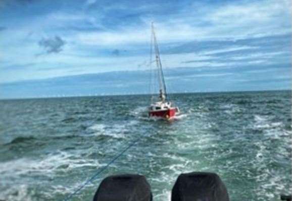 Police towed the boat for two-and-a-half hours across choppy seas. Picture: Kent Police