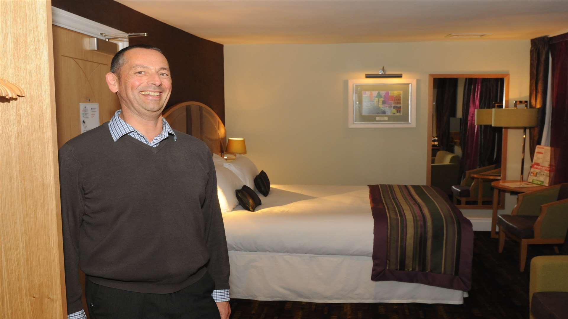 Night shift manager, Martin King, in one of the new hotel rooms. Picture: Steve Crispe.