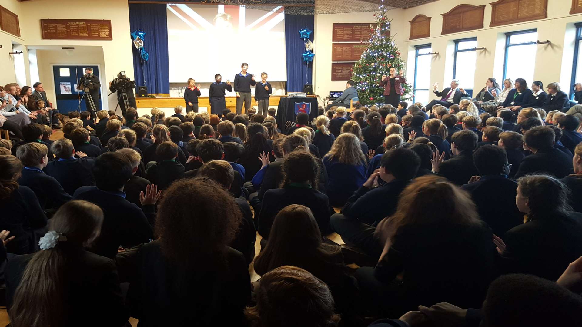 Pupils from across east Kent counted down to British astronaut Tim Peake's launch into space at Wellesley House School