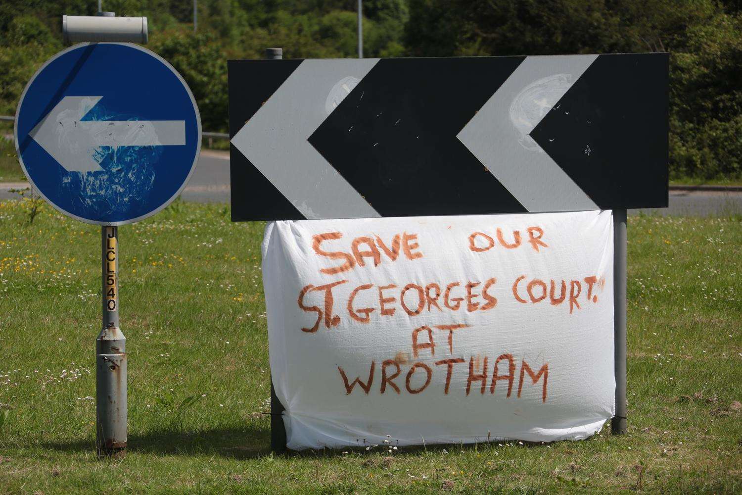 Pensioner Ruth North left this protest on A20 roundabout
