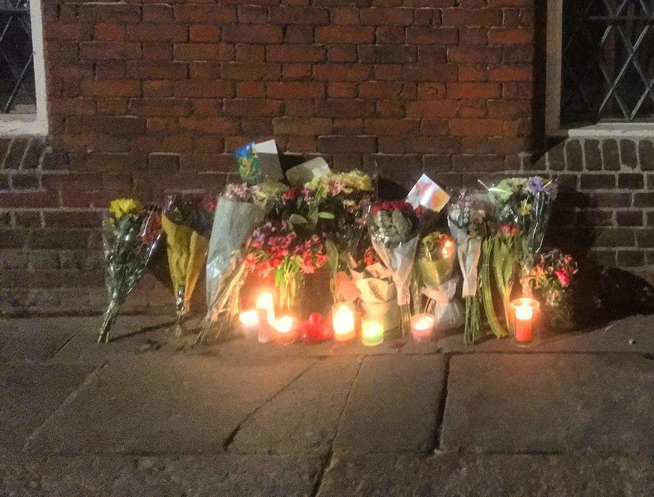 Flowers and candles have been laid where Shelley Pollard tragicaly died (1276965)