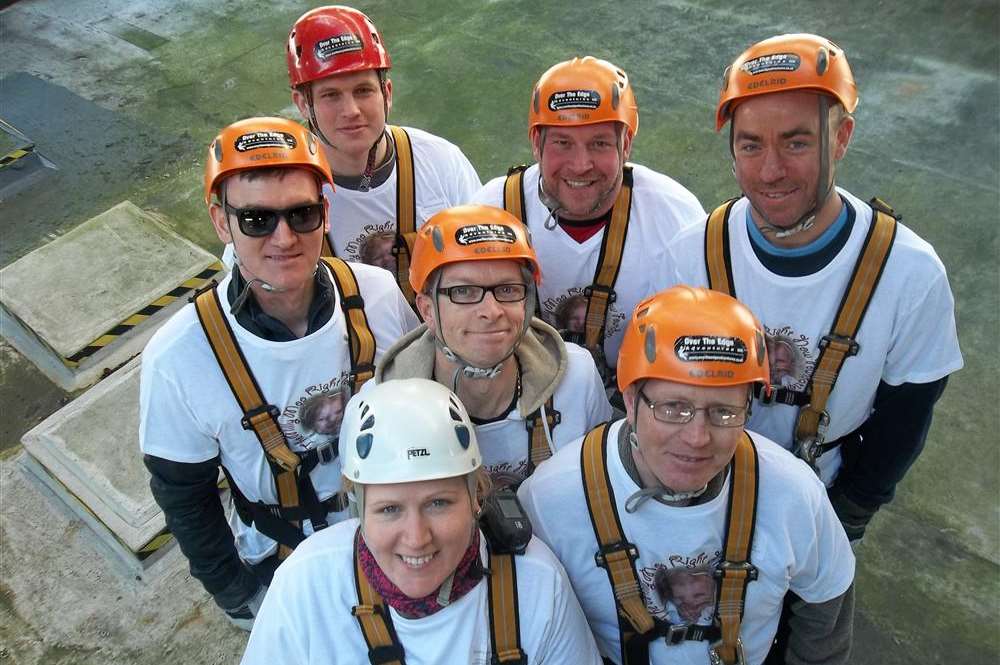 Staff from DHL Dartford took part in the KM Charity Team abseil in Maidstone for for Milly Moo Foundation. Darren Richards, Catherine Crowhurst, Ian Bardsley, Matt Mikolajewski, Danny Stokes, Filip Packowski and Dan Sargent.