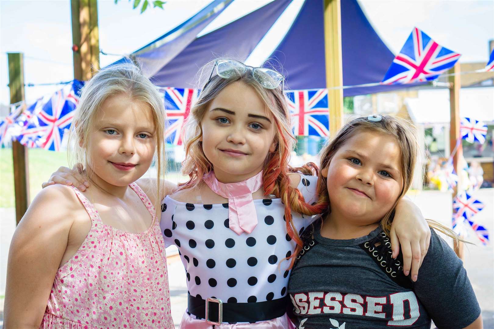 Lilly-Rose, Roxanna-Mae and Dollie at Sunny Bank Primary School's Platinum Jubilee street party at Murston