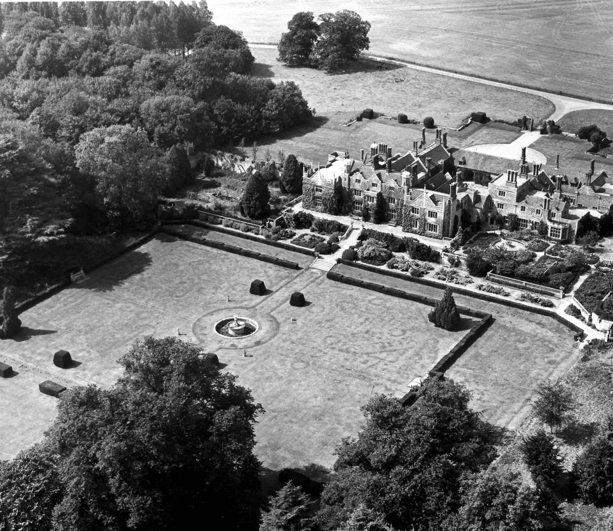 Eastwell Manor and its grounds pictured from above in 1976