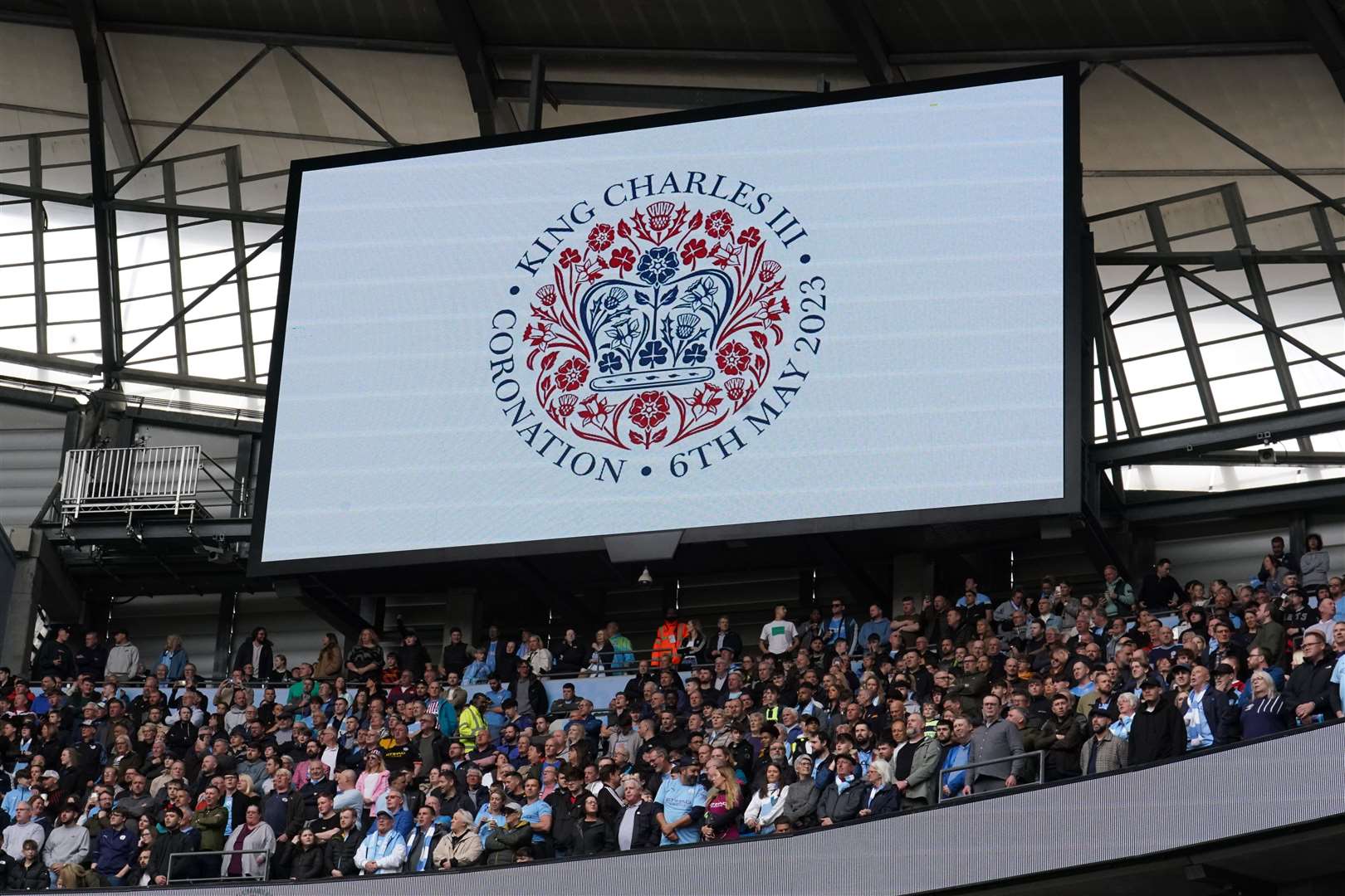 The big screen the Etihad stadium in Manchester (PA)