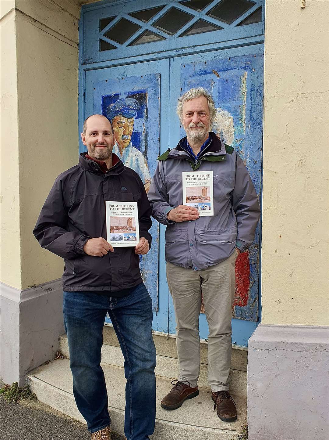 Colin Varrall and Andrew Sargent with their book From Rink to Regent which they sold for the first time on Saturday
