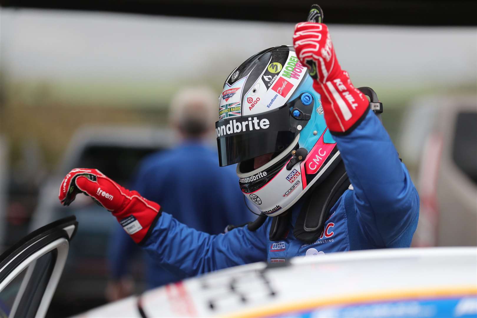 Jake Hill celebrates topping the standings after the opening weekend Picture: BTCC.net