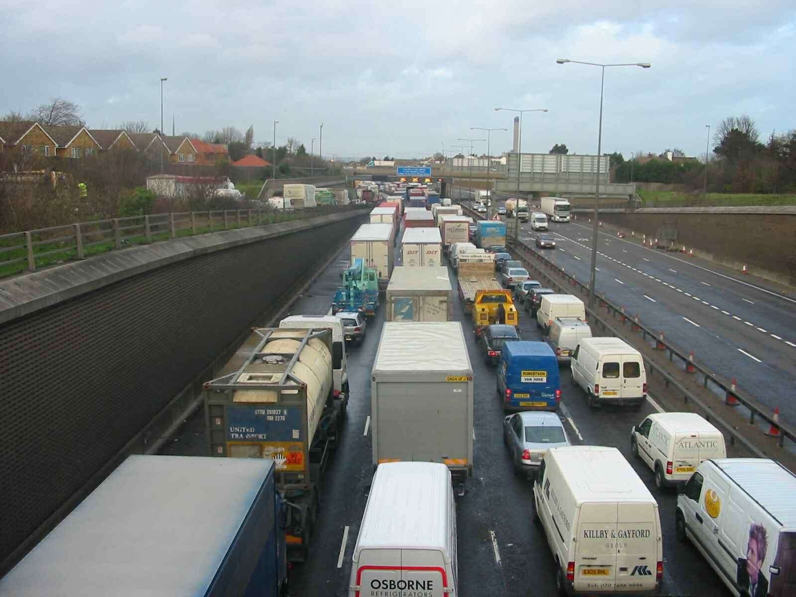 Traffic on the northbound A282 from the Princes Road Interchange at Dartford