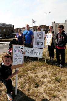 Protest outside Margate police station in a hope to persuade the authorites to release their pet dog.