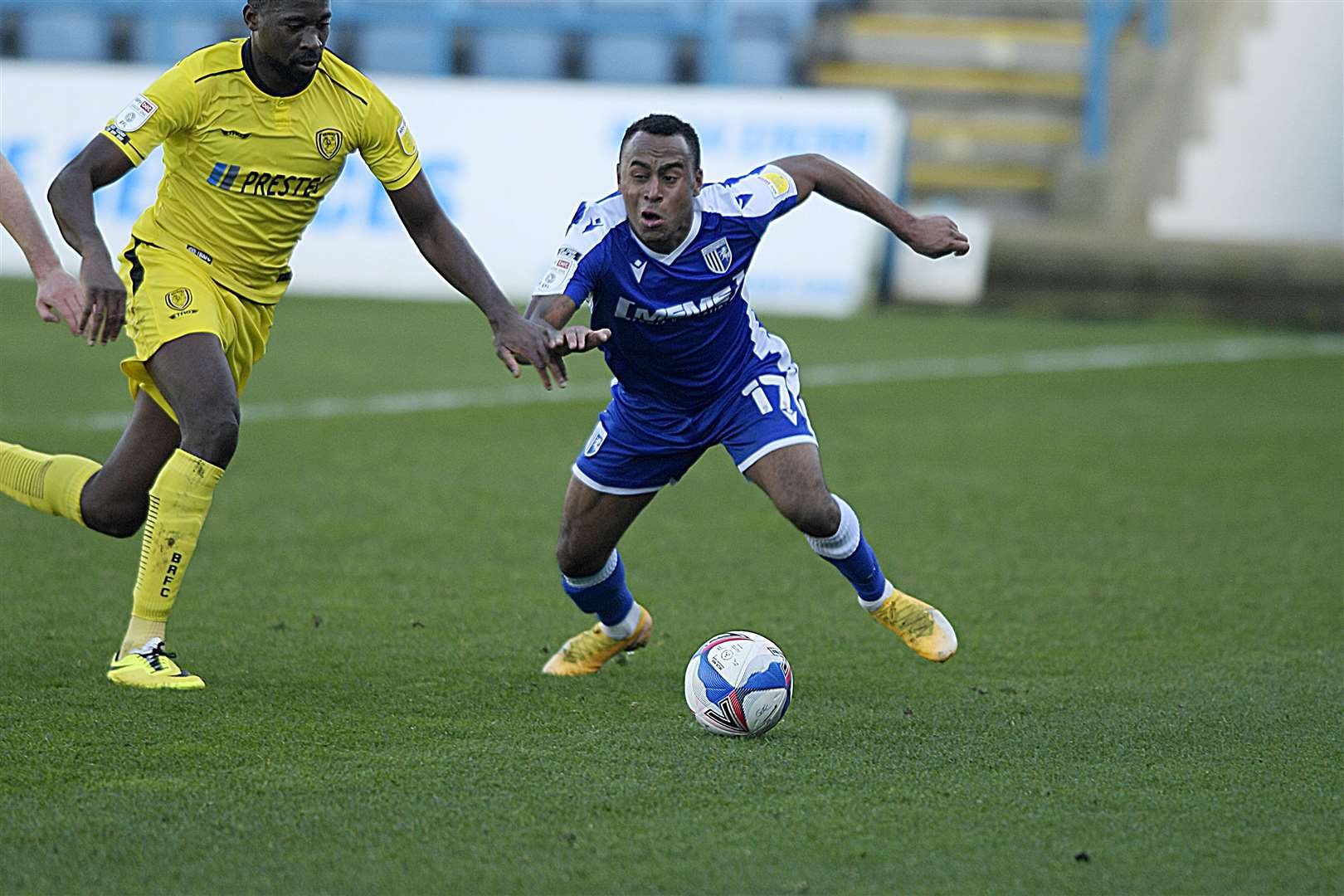 Gillingham's loan signing from Southampton, Tyreke Johnson, made his debut against Burton Albion Picture: Barry Goodwin
