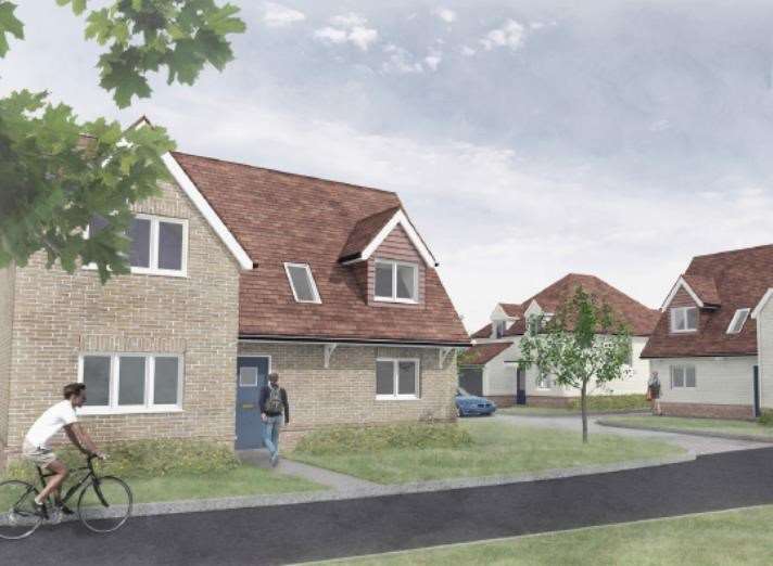 An artist's impression of the appearance of the 34-homes which were planned for the part of land just off Leysdown Road.
