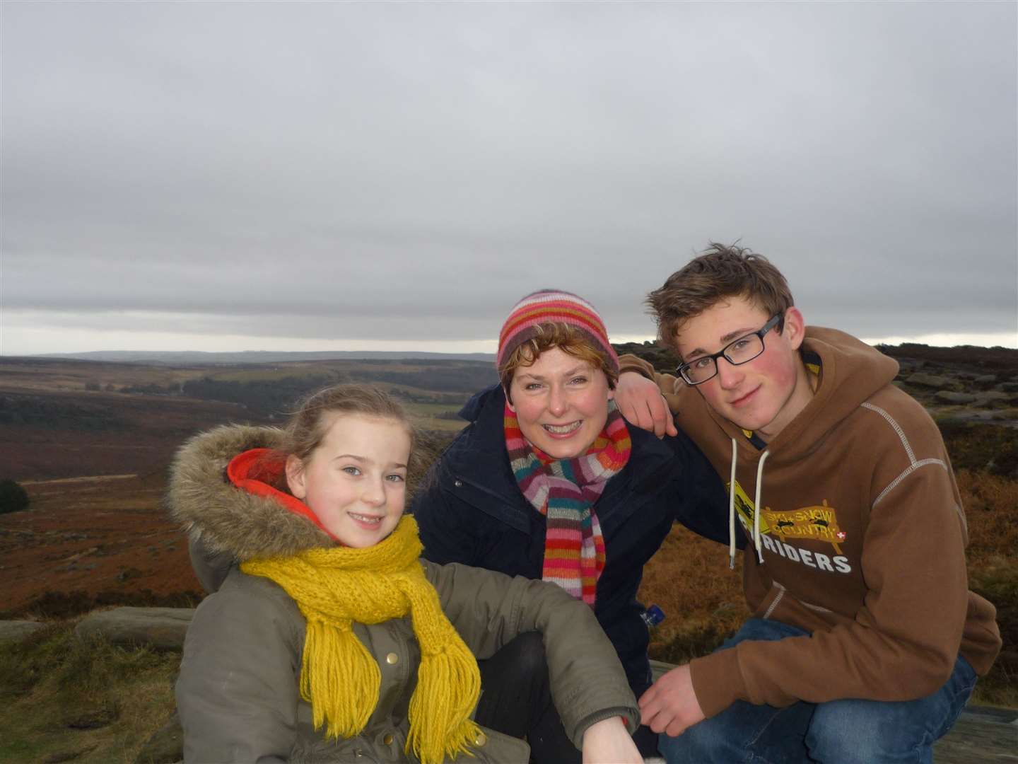 Faye Smith and her children, Gabi and Zach on a Boxing Day walk in 2012