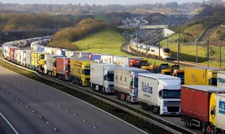 OPERATION STACK: The HGV drivers could only sit and watch the trains go by. Picture: COUNTRYWIDE PHOTOGRAPHIC/ MARTIN APPS