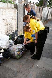 Swale Council's street wardens go through dumped rubbish in Sheerness