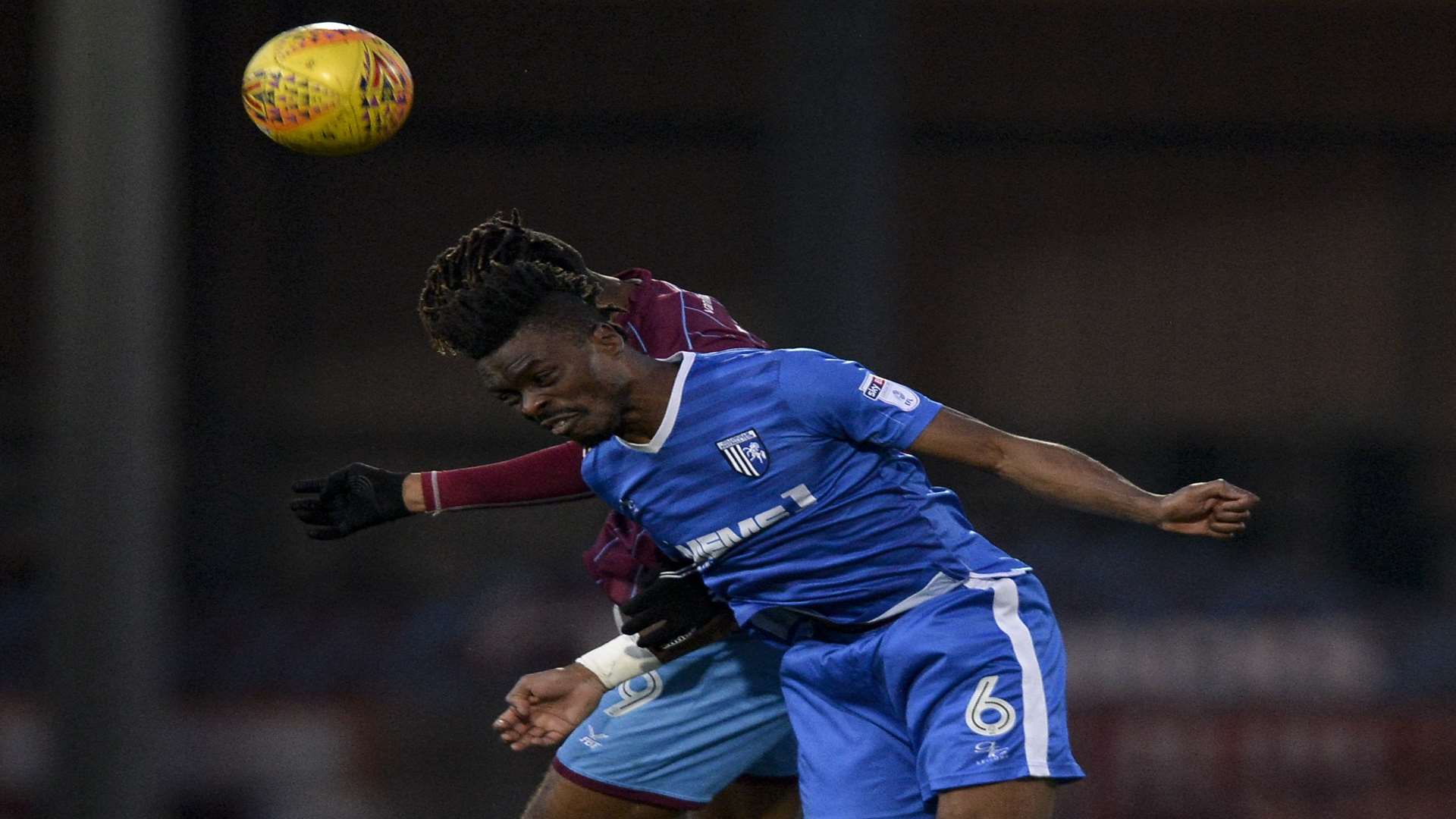Gabriel Zakuani clears the danger against Scunthorpe Picture: Ady Kerry