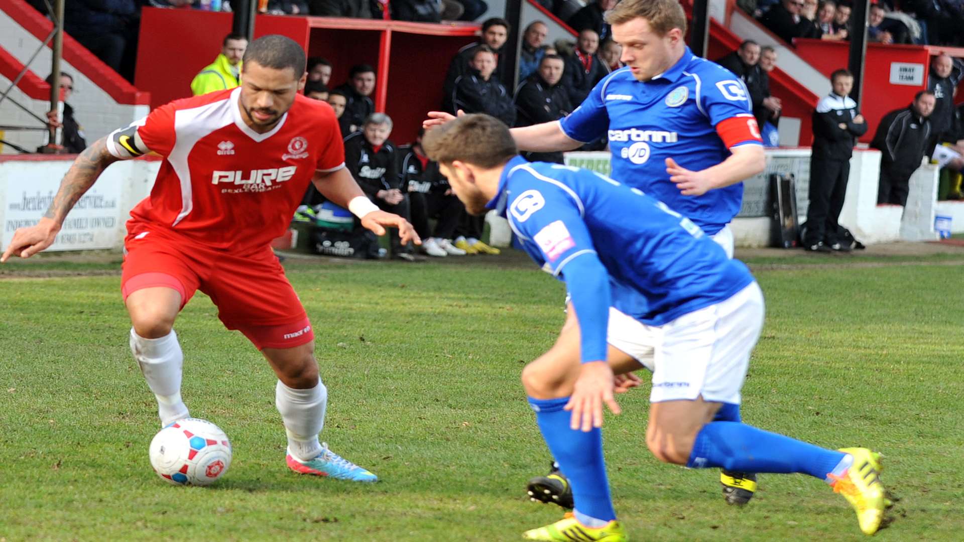 Welling captain Ross Lafayette strides forward Picture: David Brown
