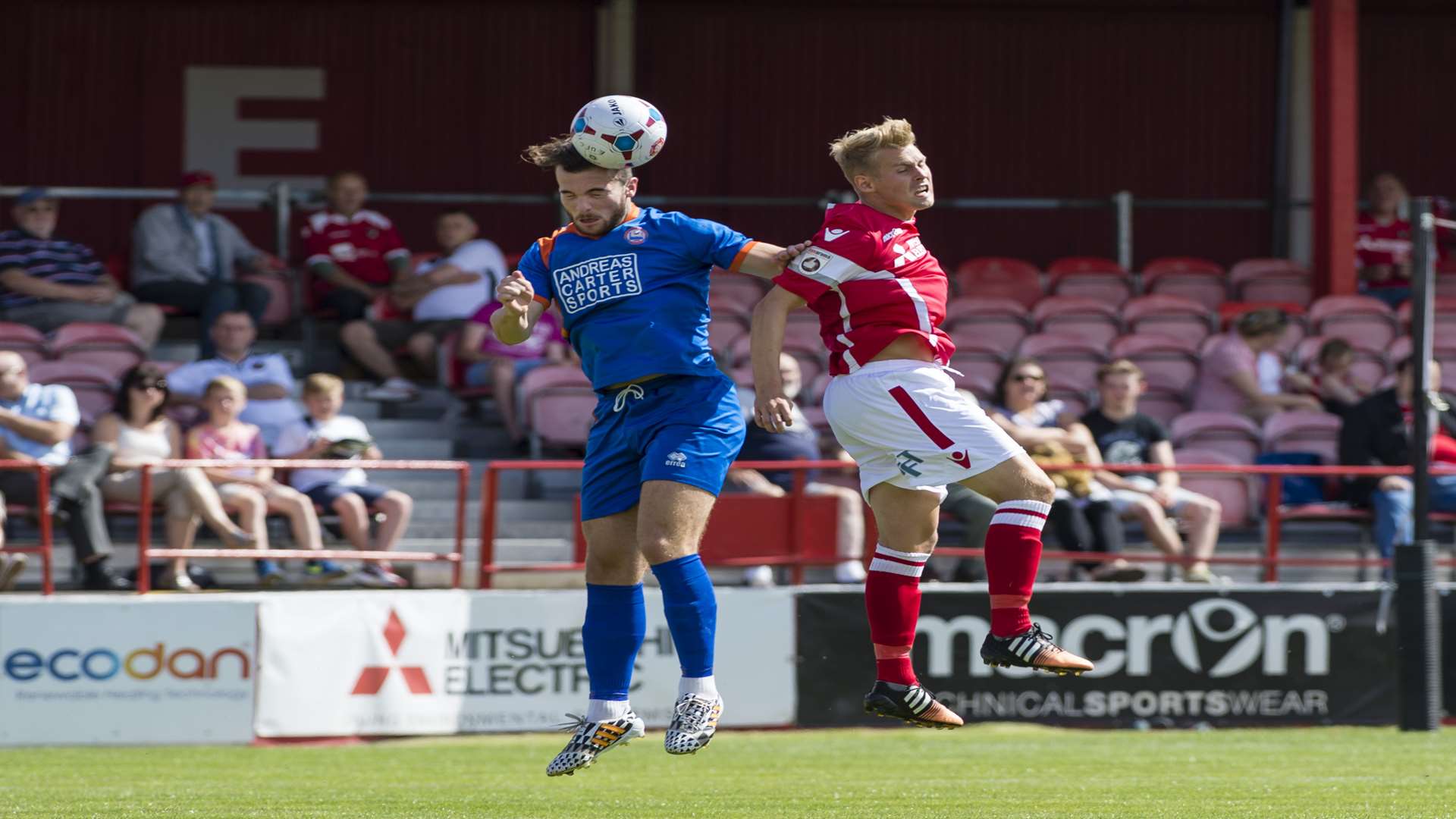Summer signing Jordan Parkes challenges for the ball in the air Picture: Andy Payton