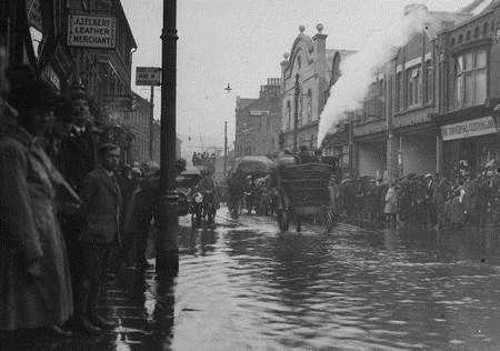Strood is no stranger to flooding. This picture shows the High Street during the 1921 flood